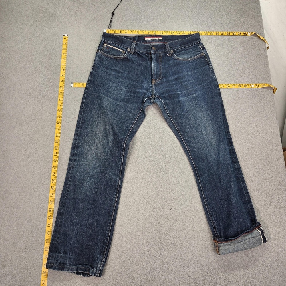 Tommy Hilfiger Jeans Mens Blue Straight Selvedge Denim Faded Fits 33x27